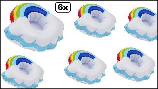 6x Opblaasbare regenboogwolk cupholder 21 6x Opblaasbare regenboogwolk cupholder 21