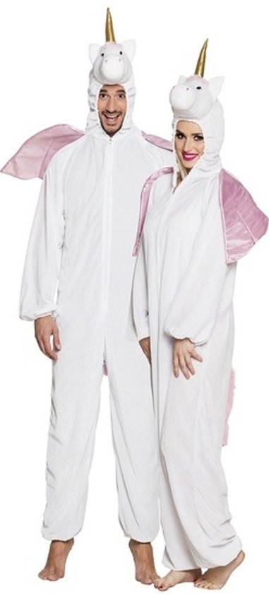 Eenhoorn dieren onesie/kostuum voor volwassenen wit - Verkleedpak unicorn S/M (max. 165 cm) Eenhoorn dieren onesie/kostuum voor volwassenen wit - Verkleedpak unicorn S/M (max. 165 cm)