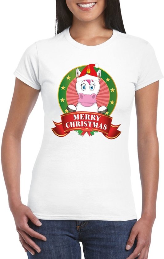 Foute Kerst shirt voor dames - eenhoorn - Merry Christmas 2XL Foute Kerst shirt voor dames - eenhoorn - Merry Christmas 2XL
