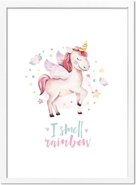 Kinderkamer poster Unicorn / Eenhoorn DesignClaud - Roze - A4 + Fotolijst wit Kinderkamer poster Unicorn / Eenhoorn DesignClaud - Roze - A4 + Fotolijst wit