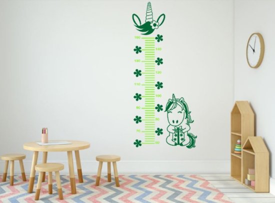 Muursticker groeimeter eenhoorn appeltjes groen/groen | Rosami Muursticker groeimeter eenhoorn appeltjes groen/groen | Rosami