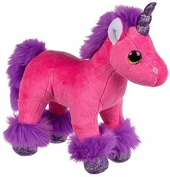 Pluche fuchsia eenhoorn knuffel 18 cm Pluche fuchsia eenhoorn knuffel 18 cm