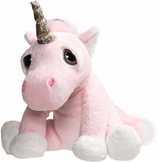Pluche knuffel roze eenhoorn met glitter hoorn 29 cm - knuffeldier / knuffels Pluche knuffel roze eenhoorn met glitter hoorn 29 cm - knuffeldier / knuffels