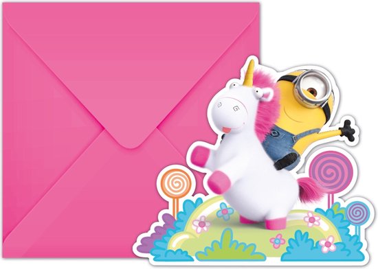 Minions Uitnodigingen Unicorn 6 stuks Minions Uitnodigingen Unicorn 6 stuks
