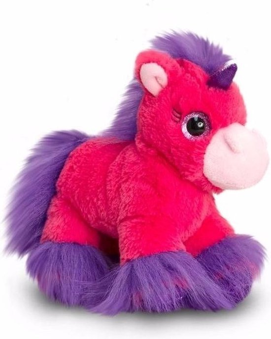 Pluche eenhoorn knuffel fuchsia roze 18 cm - knuffeldier / knuffels Pluche eenhoorn knuffel fuchsia roze 18 cm - knuffeldier / knuffels