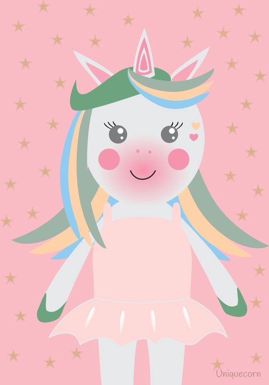 Unicorn ballerina roze poster A3 Unicorn ballerina roze poster A3