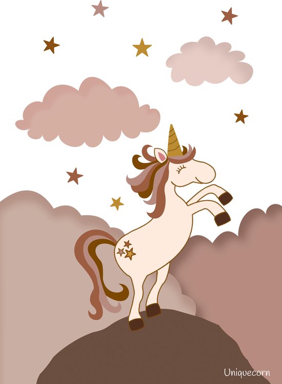 Unicorn dansend op de wolken poster A4 Unicorn dansend op de wolken poster A4