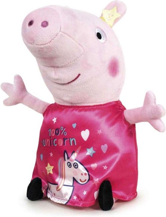 Peppa Pig knuffel met roze eenhoorn outfit – 28 cm groot – Officiële merklicentie en CE-keurmerk Peppa Pig knuffel met roze eenhoorn outfit – 28 cm groot – Officiële merklicentie en CE-keurmerk