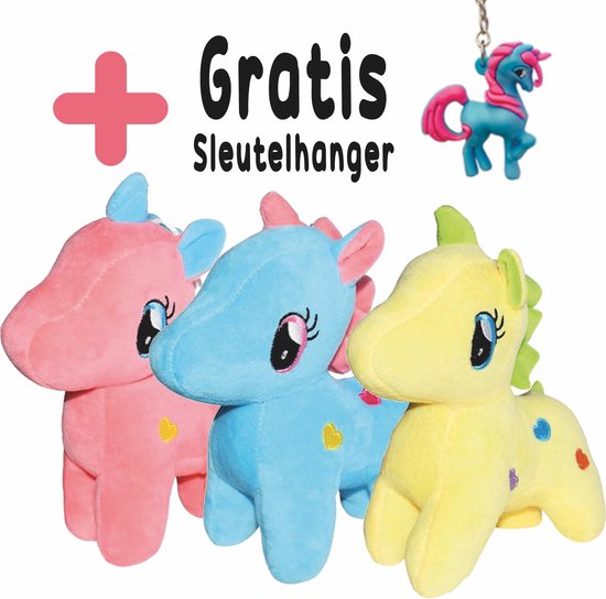 3 delig Unicorn Pluche knuffel set 20 cm + Gratis sleutelhanger 3 delig Unicorn Pluche knuffel set 20 cm + Gratis sleutelhanger