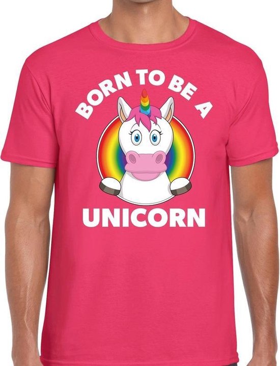 Born to be a unicorn gay pride t-shirt roze heren XL Born to be a unicorn gay pride t-shirt roze heren XL