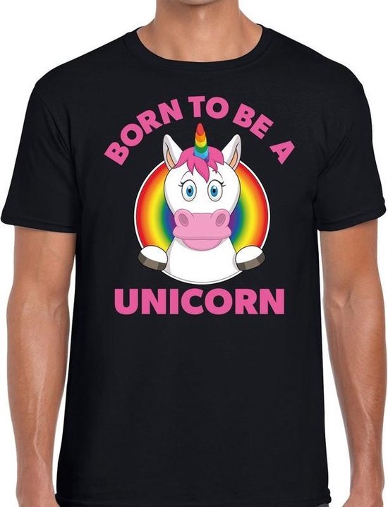 Born to be a unicorn gay pride t-shirt zwart heren L Born to be a unicorn gay pride t-shirt zwart heren L