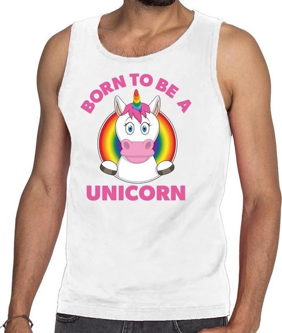 Born to be a unicorn gay pride tanktop wit heren L Born to be a unicorn gay pride tanktop wit heren L