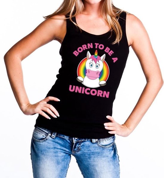 Born to be a unicorn gay pride tanktop zwart dames S Born to be a unicorn gay pride tanktop zwart dames S