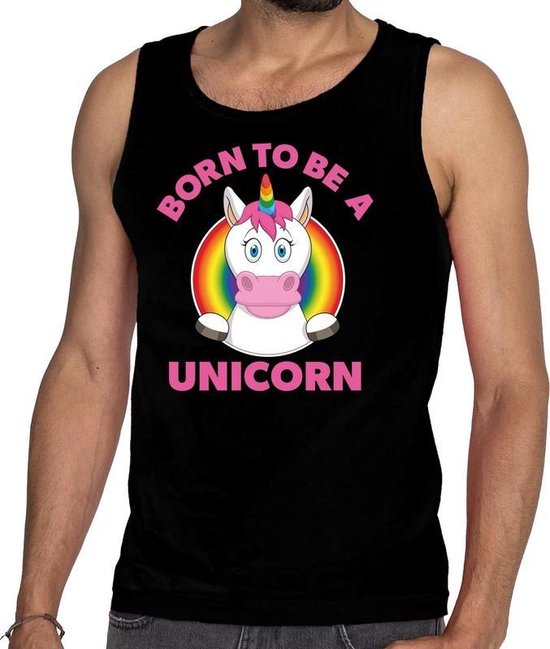 Born to be a unicorn gay pride tanktop zwart heren XL Born to be a unicorn gay pride tanktop zwart heren XL