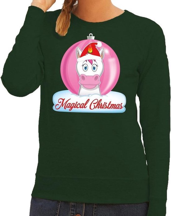 Foute kersttrui eenhoorn magical christmas - groen - voor dames L (40) Foute kersttrui eenhoorn magical christmas - groen - voor dames L (40)