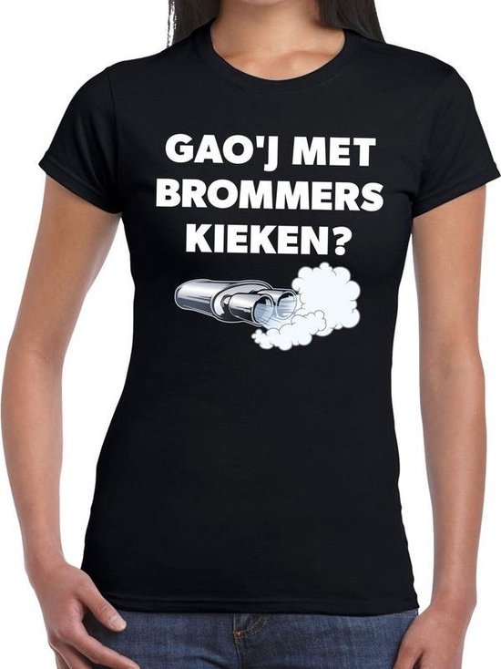 Gaoj met brommers kieken festival t-shirt zwart dames S Gaoj met brommers kieken festival t-shirt zwart dames S