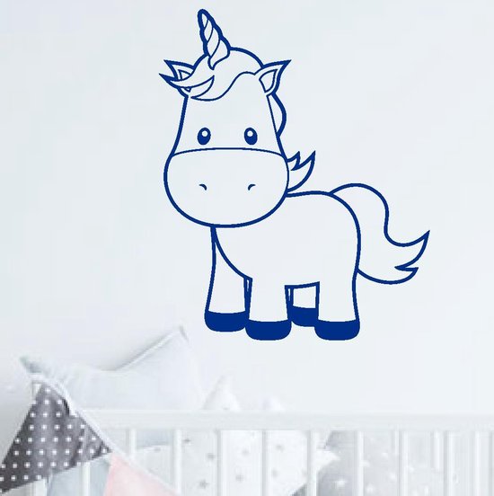 muursticker Unicorn Baby - blauw - 60x72cm - woordsticker.com muursticker Unicorn Baby - blauw - 60x72cm - woordsticker.com