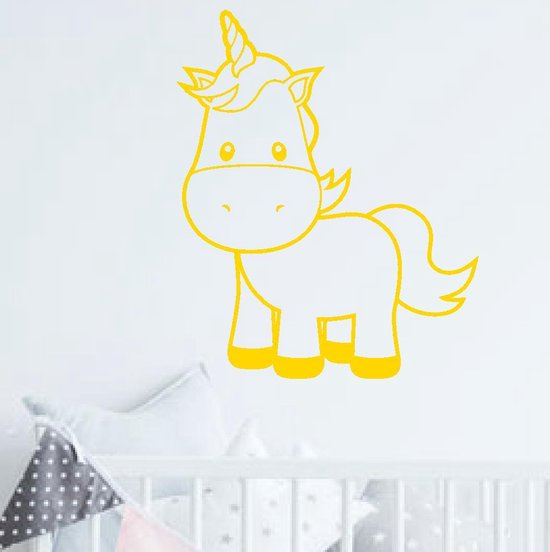 muursticker Unicorn Baby - geel - 30x36cm - woordsticker.com muursticker Unicorn Baby - geel - 30x36cm - woordsticker.com