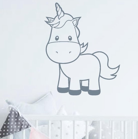 muursticker Unicorn Baby - grijs - 60x72cm - woordsticker.com muursticker Unicorn Baby - grijs - 60x72cm - woordsticker.com