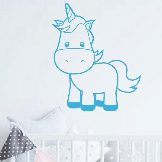 muursticker Unicorn Baby - lichtblauw - 30x36cm - woordsticker.com muursticker Unicorn Baby - lichtblauw - 30x36cm - woordsticker.com