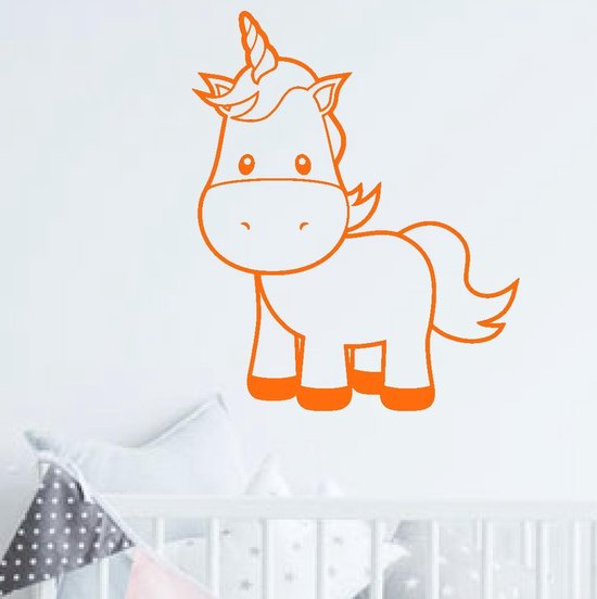 muursticker Unicorn Baby - oranje - 60x72cm - woordsticker.com muursticker Unicorn Baby - oranje - 60x72cm - woordsticker.com
