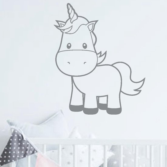muursticker Unicorn Baby - zilver - 60x72cm - woordsticker.com muursticker Unicorn Baby - zilver - 60x72cm - woordsticker.com