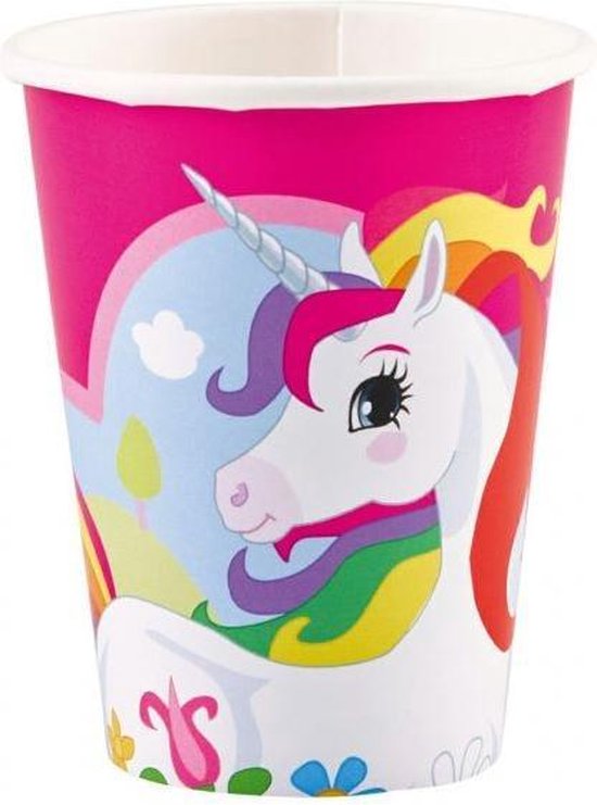 16 stuks kartonnen bekers unicorn - eenhoorn 250ml 16 stuks kartonnen bekers unicorn - eenhoorn 250ml