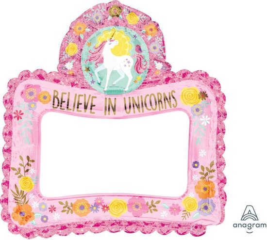 Amscan 'Believe in Unicorns' selfie frame folieballon - 66 x 68 cm Amscan 'Believe in Unicorns' selfie frame folieballon - 66 x 68 cm