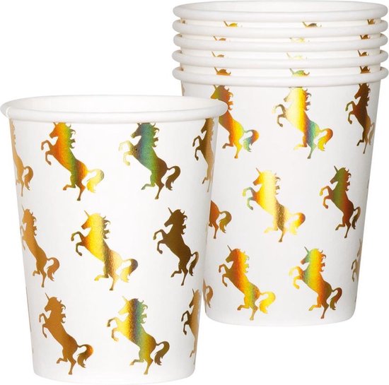 Boland - 6 kartonnen holografische eenhoorn bekers - Decoratie > Bekers Boland - 6 kartonnen holografische eenhoorn bekers - Decoratie > Bekers