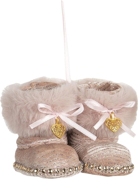 Clayre & Eef Decoratie Knuffel Slofjes TW0531 8*7*7 cm Clayre & Eef Decoratie Knuffel Slofjes TW0531 8*7*7 cm