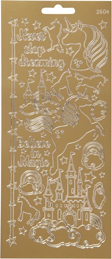 Creotime Foliestickers Eenhoorn 15 Stuks Goud Creotime Foliestickers Eenhoorn 15 Stuks Goud