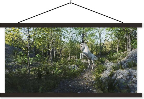 Eenhoorn in een bos schoolplaat platte latten zwart 120x60 cm - Foto print op textielposter (wanddecoratie woonkamer/slaapkamer) Eenhoorn in een bos schoolplaat platte latten zwart 120x60 cm - Foto print op textielposter (wanddecoratie woonkamer/slaapkamer)