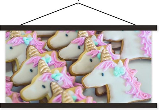 Eenhoorn koekjes schoolplaat platte latten zwart 120x60 cm - Foto print op textielposter (wanddecoratie woonkamer/slaapkamer) Eenhoorn koekjes schoolplaat platte latten zwart 120x60 cm - Foto print op textielposter (wanddecoratie woonkamer/slaapkamer)
