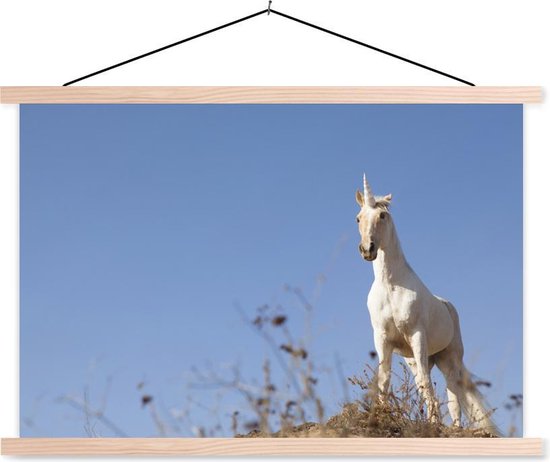 Eenhoorn op heuveltop schoolplaat platte latten blank 90x60 cm - Foto print op textielposter (wanddecoratie woonkamer/slaapkamer) Eenhoorn op heuveltop schoolplaat platte latten blank 90x60 cm - Foto print op textielposter (wanddecoratie woonkamer/slaapkamer)