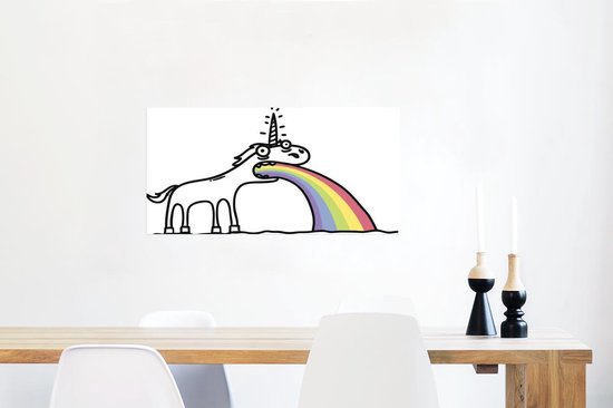Illustratie van een eenhoorn die een regenboog uitspuwt poster 60x40 cm - Foto print op Poster (wanddecoratie woonkamer / slaapkamer) / Wilde dieren Poster Illustratie van een eenhoorn die een regenboog uitspuwt poster 60x40 cm - Foto print op Poster (wanddecoratie woonkamer / slaapkamer) / Wilde dieren Poster
