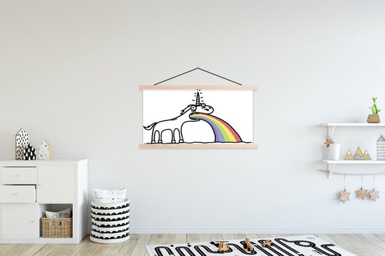 Illustratie van een eenhoorn die een regenboog uitspuwt schoolplaat platte latten blank 120x80 cm - Foto print op textielposter (wanddecoratie woonkamer/slaapkamer) Illustratie van een eenhoorn die een regenboog uitspuwt schoolplaat platte latten blank 120x80 cm - Foto print op textielposter (wanddecoratie woonkamer/slaapkamer)