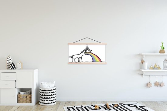 Illustratie van een eenhoorn die een regenboog uitspuwt schoolplaat platte latten blank 90x60 cm - Foto print op textielposter (wanddecoratie woonkamer/slaapkamer) Illustratie van een eenhoorn die een regenboog uitspuwt schoolplaat platte latten blank 90x60 cm - Foto print op textielposter (wanddecoratie woonkamer/slaapkamer)