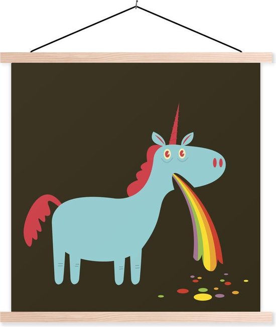 Illustratie van een eenhoorn die overgeeft schoolplaat platte latten blank 120x120 cm - Foto print op textielposter (wanddecoratie woonkamer/slaapkamer) Illustratie van een eenhoorn die overgeeft schoolplaat platte latten blank 120x120 cm - Foto print op textielposter (wanddecoratie woonkamer/slaapkamer)