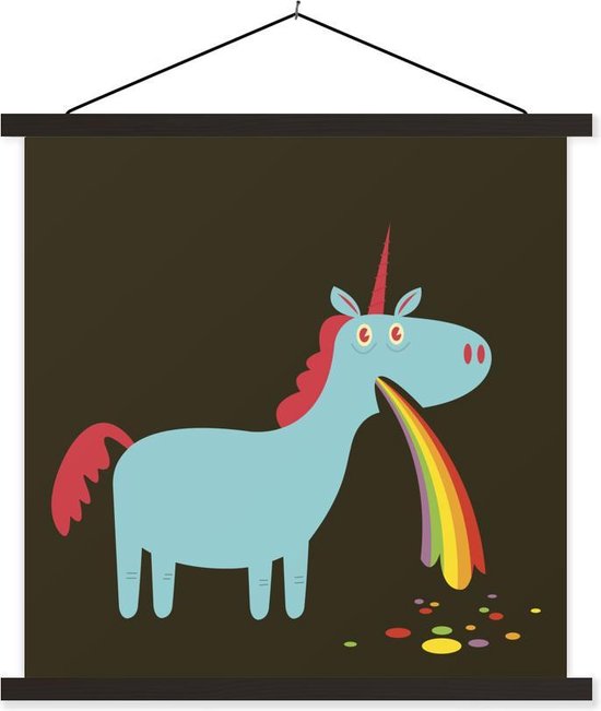 Illustratie van een eenhoorn die overgeeft schoolplaat platte latten zwart 120x120 cm - Foto print op textielposter (wanddecoratie woonkamer/slaapkamer) Illustratie van een eenhoorn die overgeeft schoolplaat platte latten zwart 120x120 cm - Foto print op textielposter (wanddecoratie woonkamer/slaapkamer)