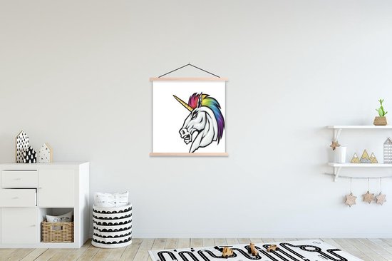 Illustratie van een eenhoorn met een boos gezicht schoolplaat platte latten blank 60x45 cm - Foto print op textielposter (wanddecoratie woonkamer/slaapkamer) Illustratie van een eenhoorn met een boos gezicht schoolplaat platte latten blank 60x45 cm - Foto print op textielposter (wanddecoratie woonkamer/slaapkamer)