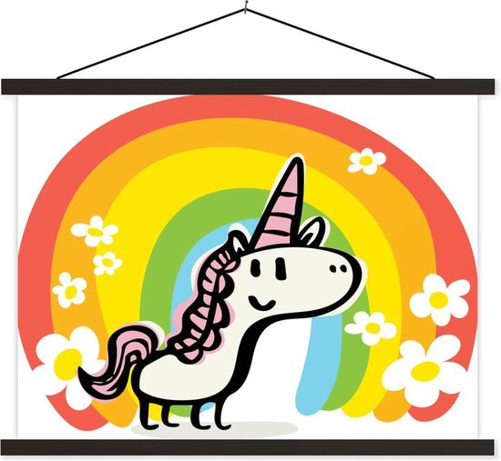 Illustratie van een eenhoorn met een regenboog schoolplaat platte latten zwart 120x90 cm - Foto print op textielposter (wanddecoratie woonkamer/slaapkamer) Illustratie van een eenhoorn met een regenboog schoolplaat platte latten zwart 120x90 cm - Foto print op textielposter (wanddecoratie woonkamer/slaapkamer)