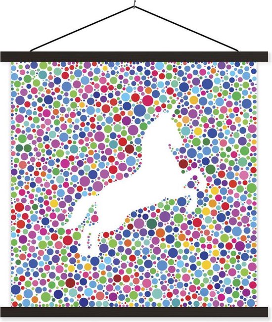 Illustratie van een witte eenhoorn op een kleurrijke achtergrond schoolplaat platte latten zwart 120x120 cm - Foto print op textielposter (wanddecoratie woonkamer/slaapkamer) Illustratie van een witte eenhoorn op een kleurrijke achtergrond schoolplaat platte latten zwart 120x120 cm - Foto print op textielposter (wanddecoratie woonkamer/slaapkamer)