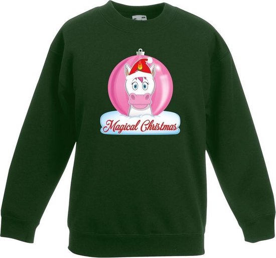 Kersttrui met roze eenhoorn kerstbal groen voor meisjes 9-11 jaar (134/146) Kersttrui met roze eenhoorn kerstbal groen voor meisjes 9-11 jaar (134/146)