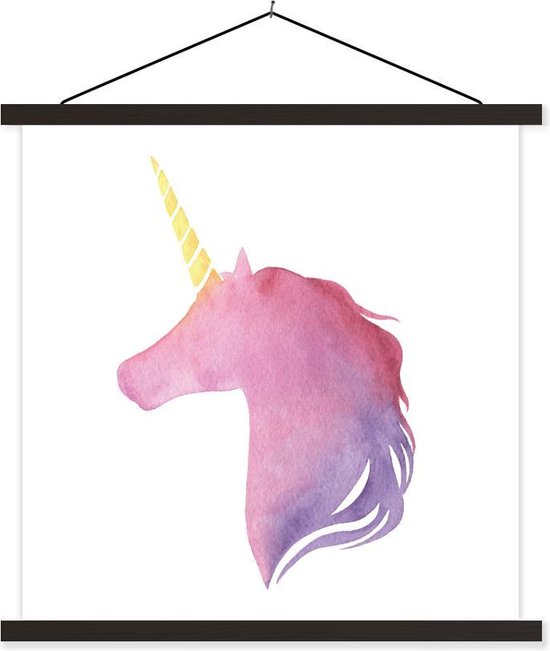 Kinderillustratie eenhoorn in het paars textielposter latten zwart 40x40 cm - Foto print op schoolplaat (wanddecoratie woonkamer/slaapkamer) Kinderillustratie eenhoorn in het paars textielposter latten zwart 40x40 cm - Foto print op schoolplaat (wanddecoratie woonkamer/slaapkamer)