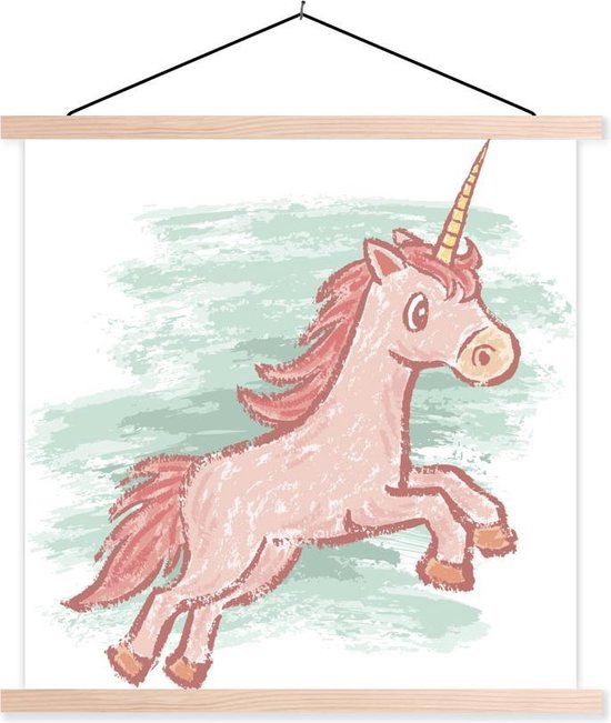 Kinderillustratie eenhoorn tekening textielposter latten blank 40x40 cm - Foto print op schoolplaat (wanddecoratie woonkamer/slaapkamer) Kinderillustratie eenhoorn tekening textielposter latten blank 40x40 cm - Foto print op schoolplaat (wanddecoratie woonkamer/slaapkamer)