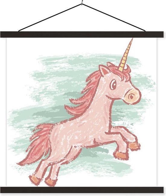 Kinderillustratie eenhoorn tekening textielposter latten zwart 90x90 cm - Foto print op schoolplaat (wanddecoratie woonkamer/slaapkamer) Kinderillustratie eenhoorn tekening textielposter latten zwart 90x90 cm - Foto print op schoolplaat (wanddecoratie woonkamer/slaapkamer)
