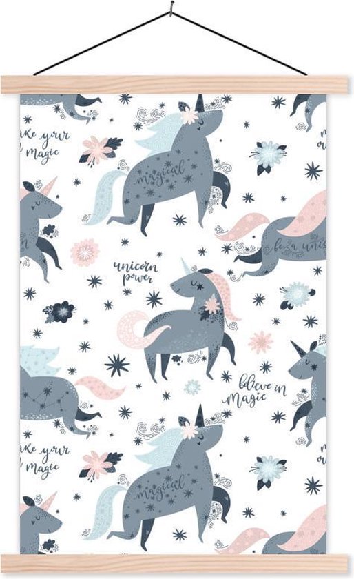 Kinderpatroon met eenhoorns en quotes over magie 40x60 cm Kinderpatroon met eenhoorns en quotes over magie 40x60 cm