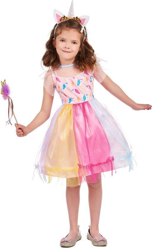 LUCIDA - Veelkleurige magische eenhoorn outfit voor meisjes - M 122/128 (7-9 jaar) - Kinderkostuums LUCIDA - Veelkleurige magische eenhoorn outfit voor meisjes - M 122/128 (7-9 jaar) - Kinderkostuums