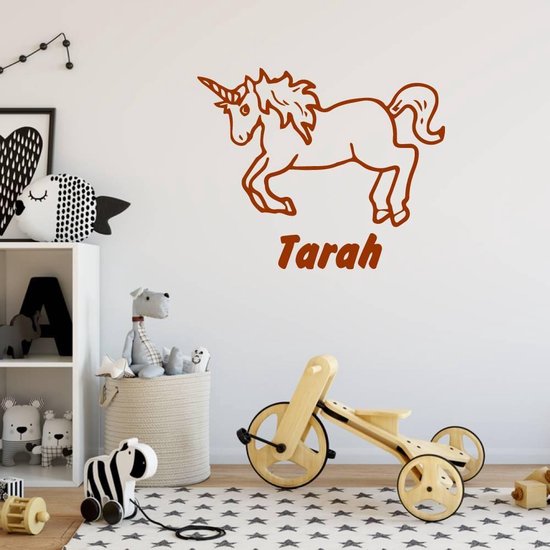 Muursticker Eenhoorn Met Naam - Bruin - 40 x 32 cm - baby en kinderkamer naam stickers dieren - Muursticker4Sale Muursticker Eenhoorn Met Naam - Bruin - 40 x 32 cm - baby en kinderkamer naam stickers dieren - Muursticker4Sale