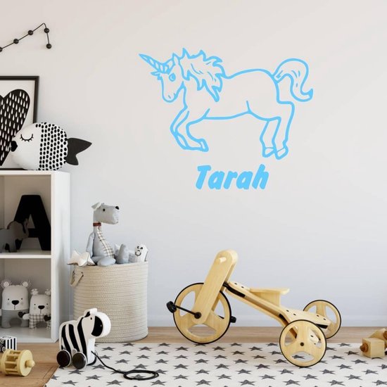 Muursticker Eenhoorn Met Naam - Lichtblauw - 120 x 97 cm - baby en kinderkamer naam stickers dieren - Muursticker4Sale Muursticker Eenhoorn Met Naam - Lichtblauw - 120 x 97 cm - baby en kinderkamer naam stickers dieren - Muursticker4Sale